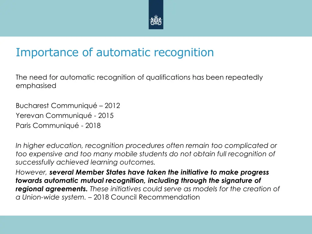 importance of automatic recognition