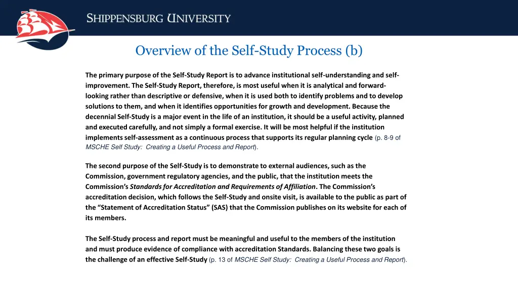 overview of the self study process b