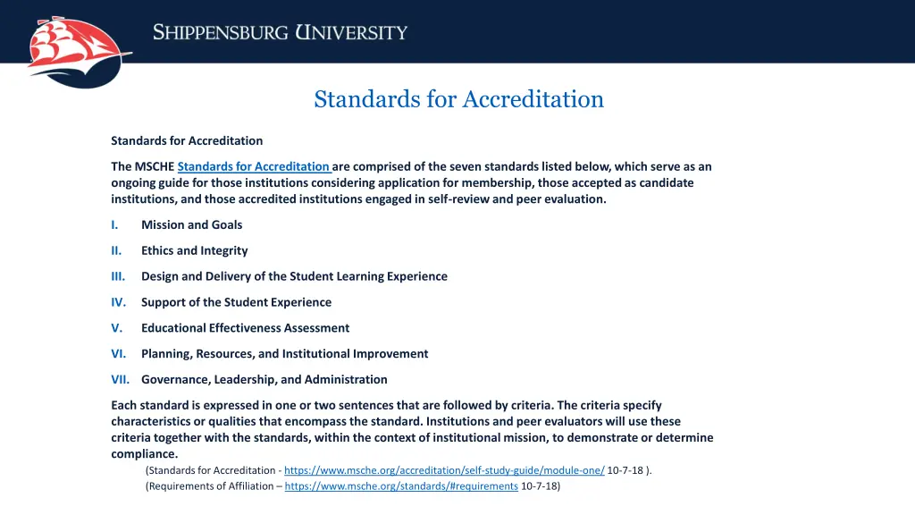 standards for accreditation