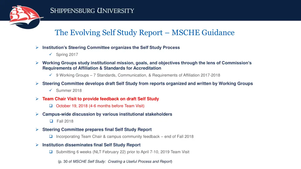 the evolving self study report msche guidance