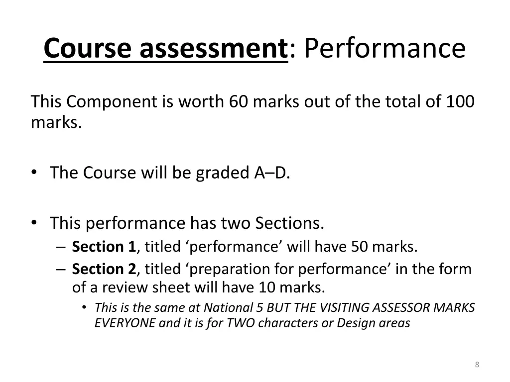 course assessment performance