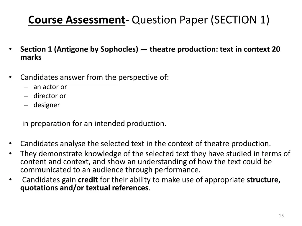 course assessment question paper section 1