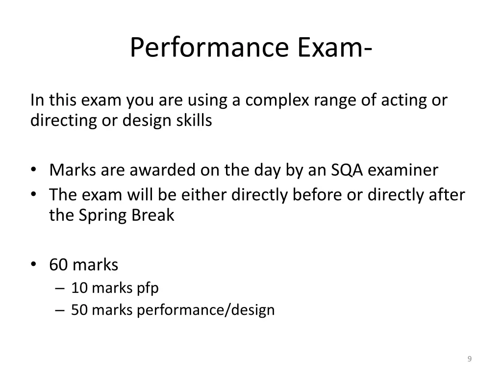 performance exam