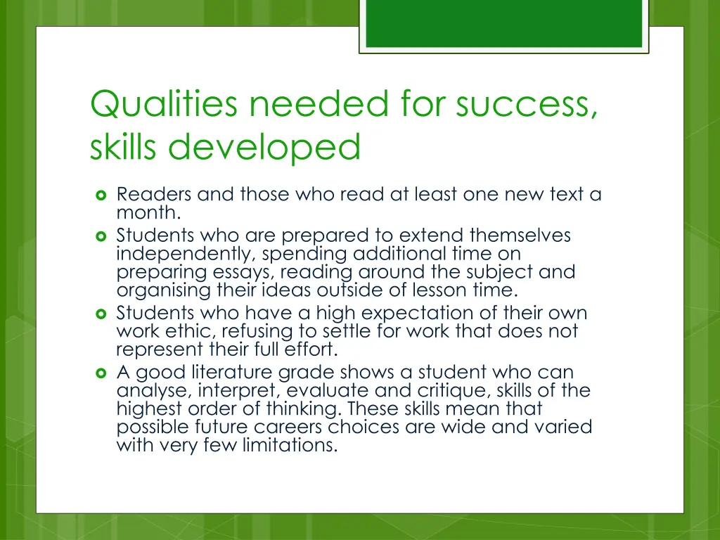 qualities needed for success skills developed