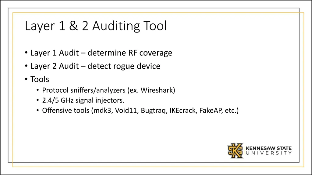 layer 1 2 auditing tool