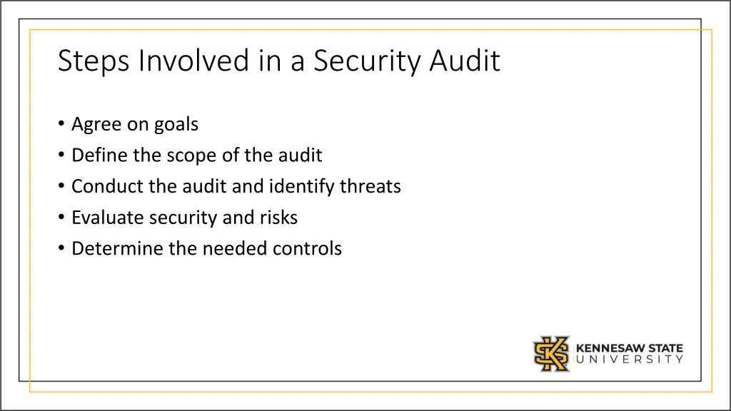 steps involved in a security audit