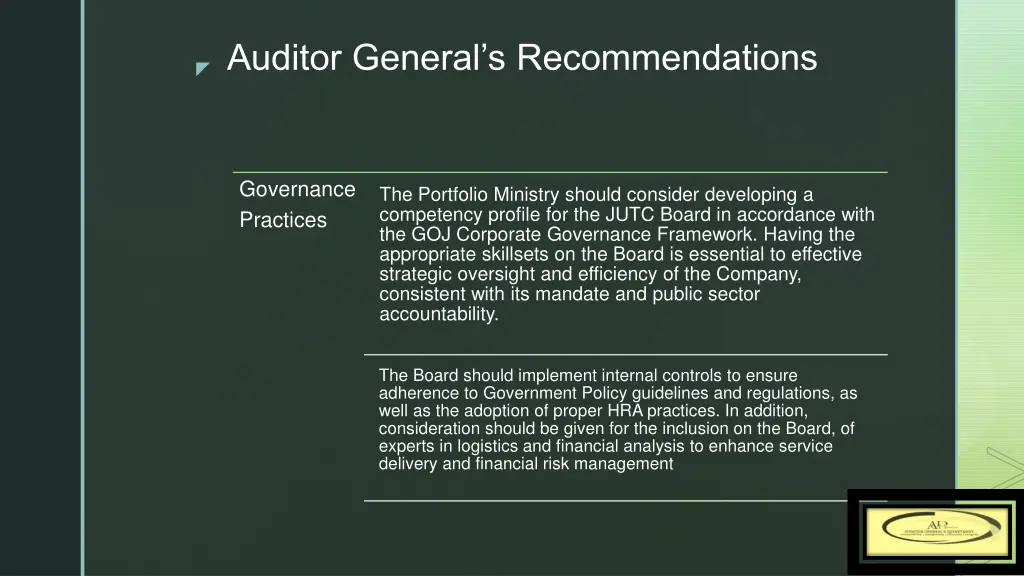 auditor general s recommendations 1