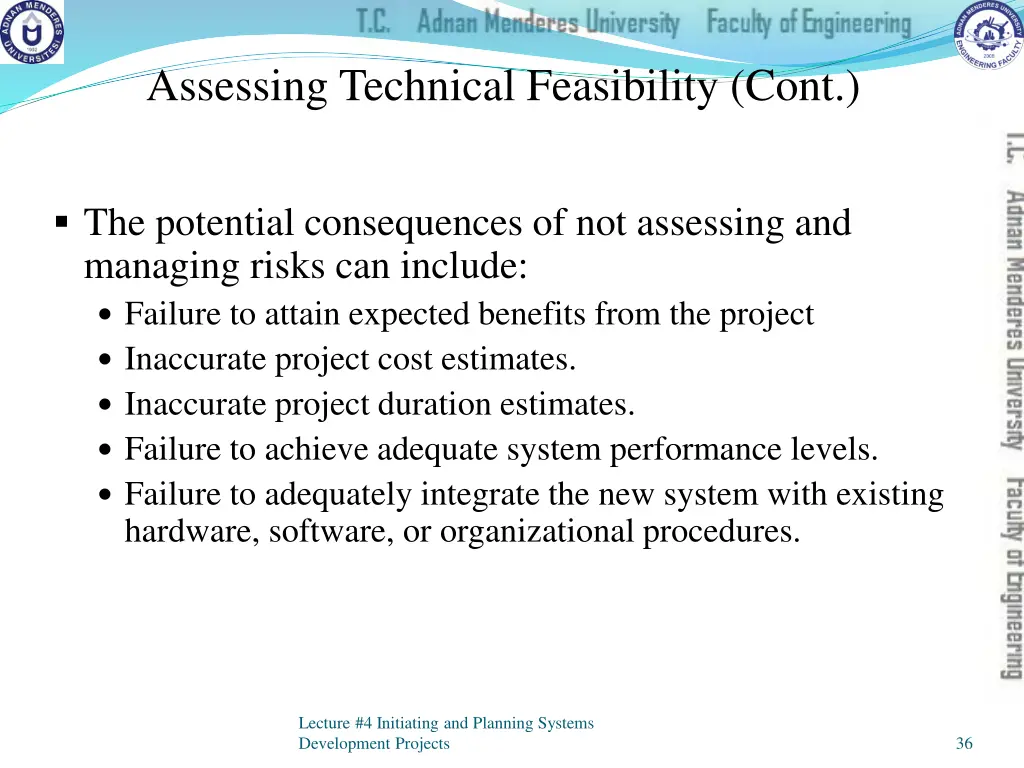 assessing technical feasibility cont