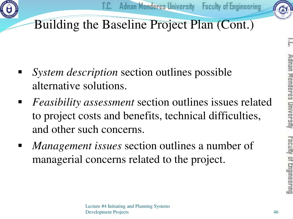 building the baseline project plan cont 1