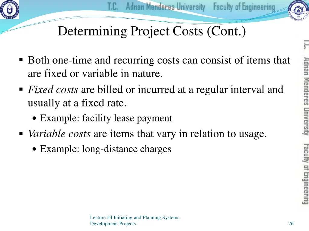 determining project costs cont 5