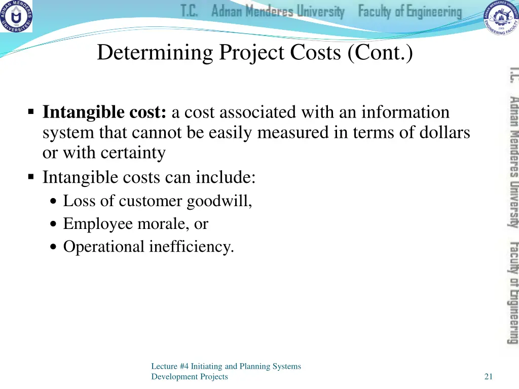 determining project costs cont