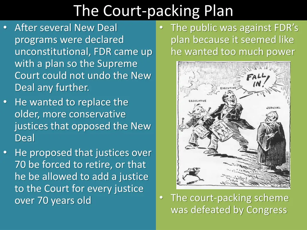 the court packing plan after several new deal