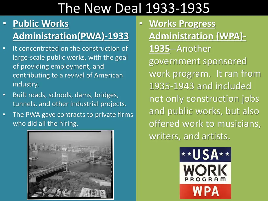 the new deal 1933 1935 public works