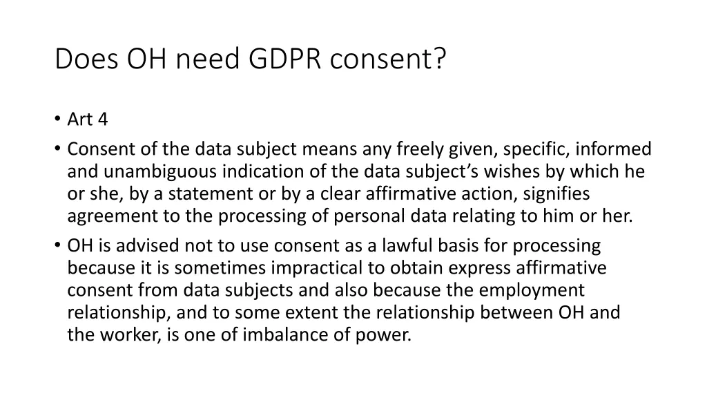 does oh need gdpr consent