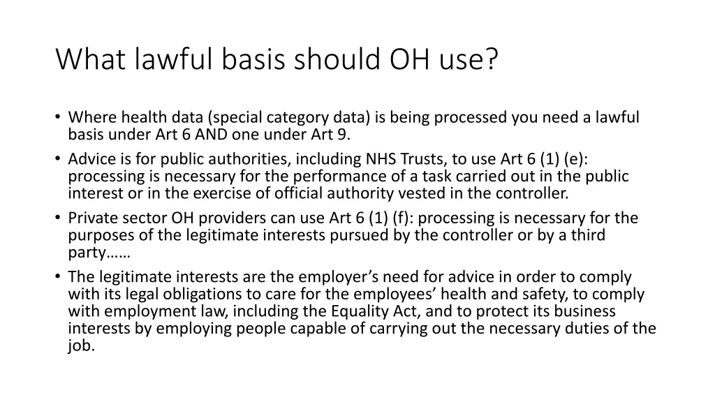 what lawful basis should oh use