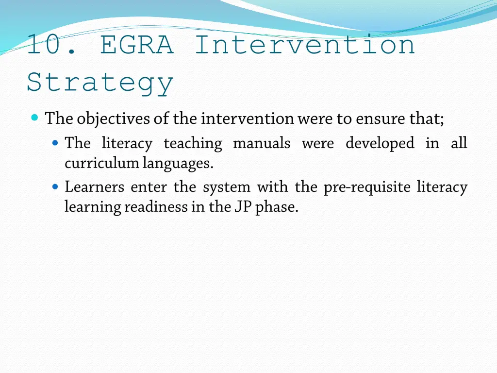 10 egra intervention strategy