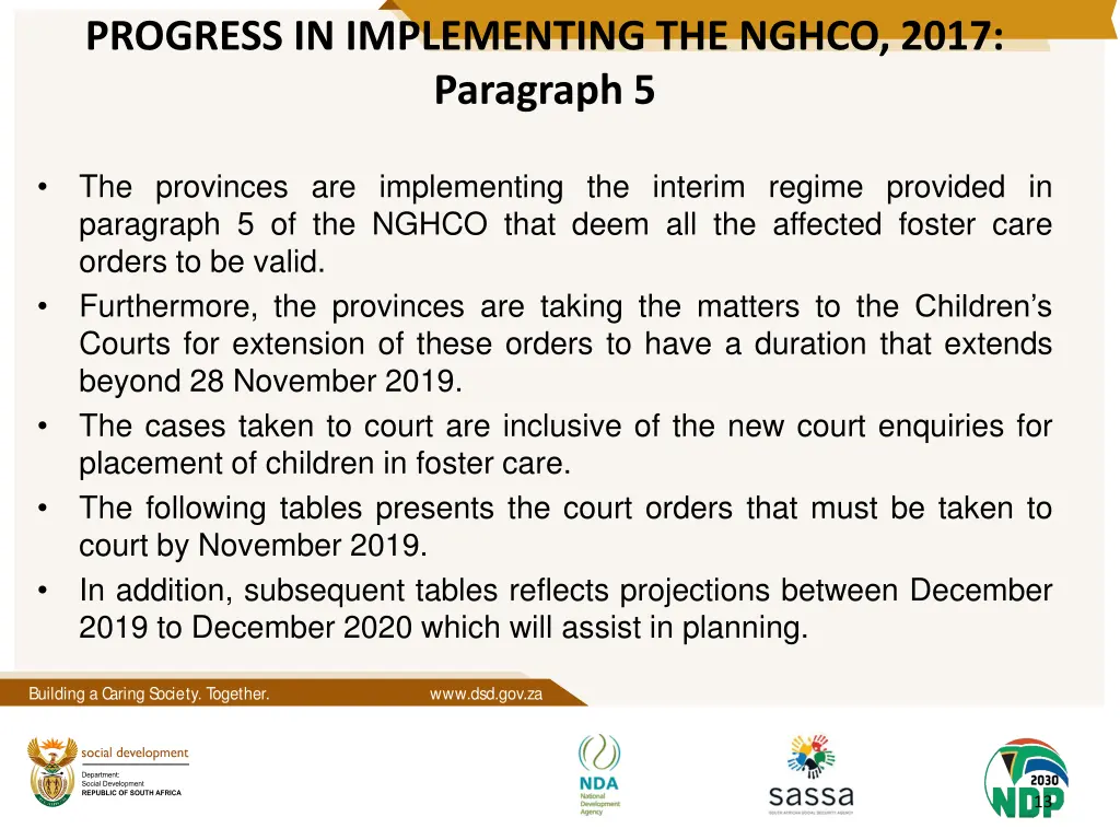 progress in implementing the nghco 2017 paragraph