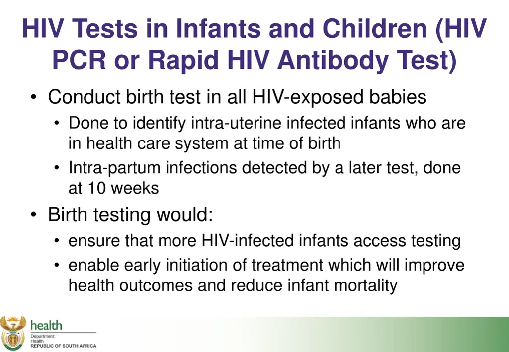 hiv tests in infants and children