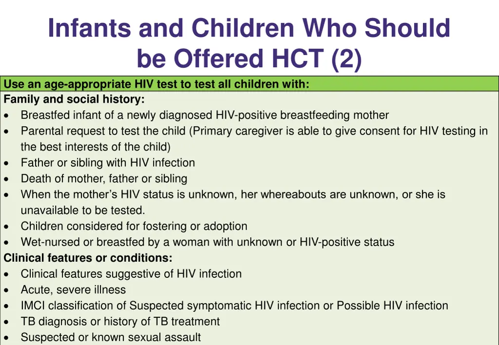 infants and children who should be offered