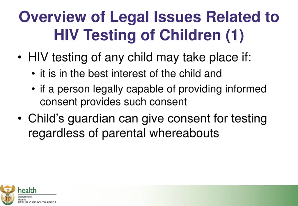 overview of legal issues related to hiv testing