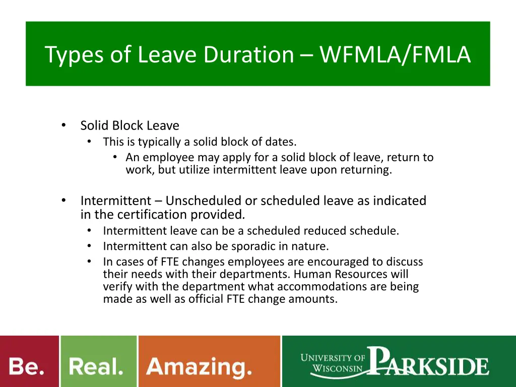 types of leave duration wfmla fmla