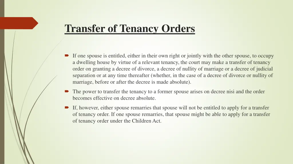 transfer of tenancy orders