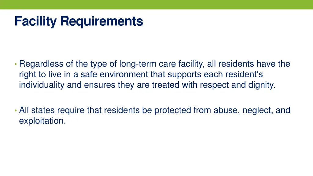 facility requirements