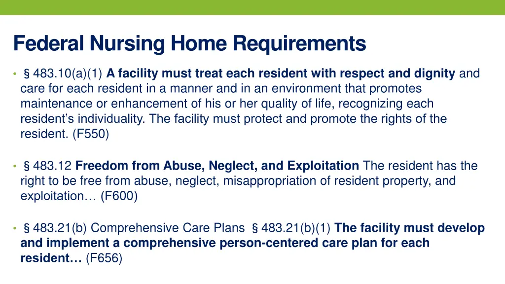 federal nursing home requirements