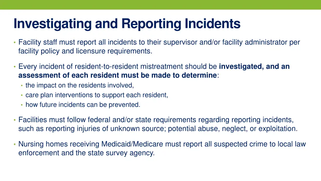 investigating and reporting incidents