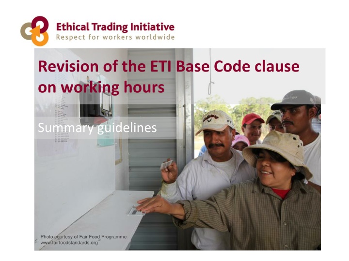 revision of the eti base code clause on working