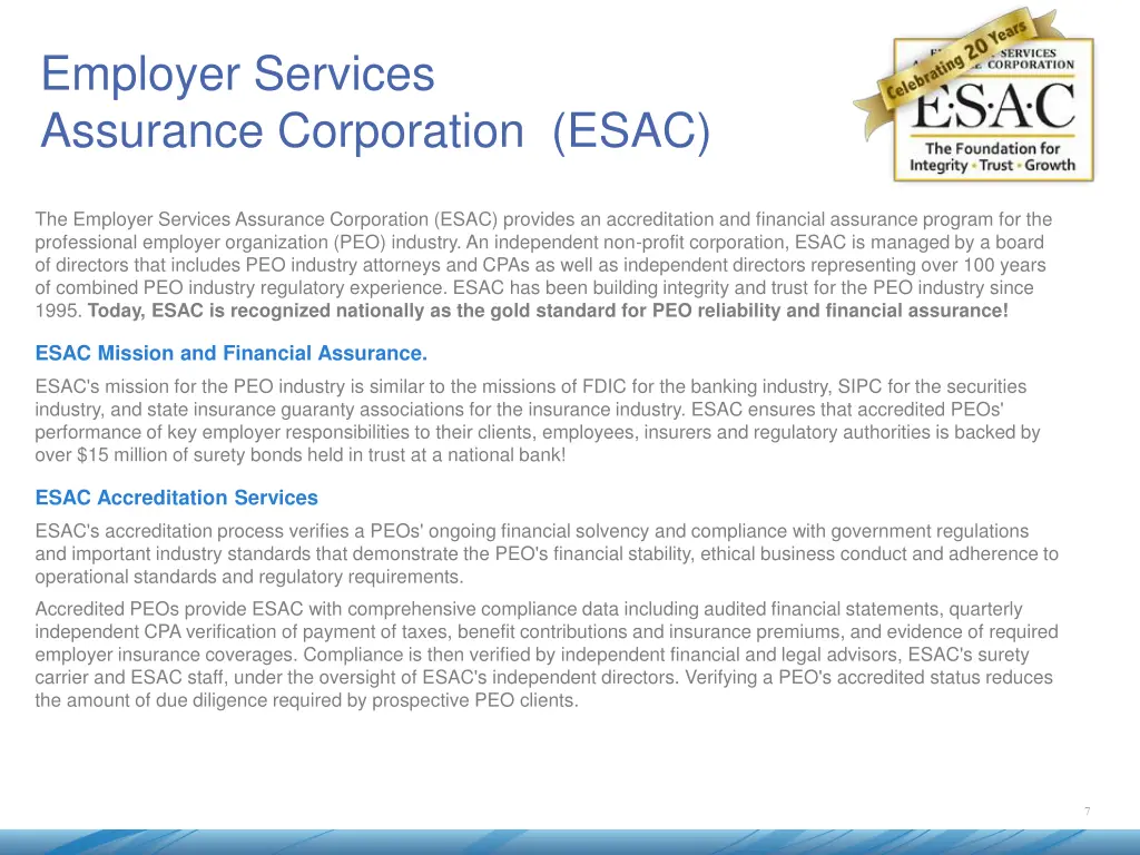 employer services assurance corporation esac