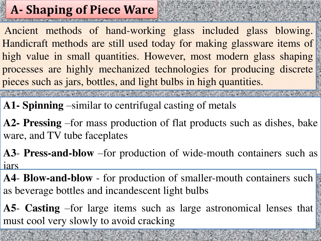 a shaping of piece ware