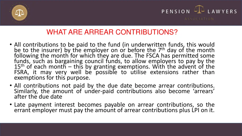 what are arrear contributions