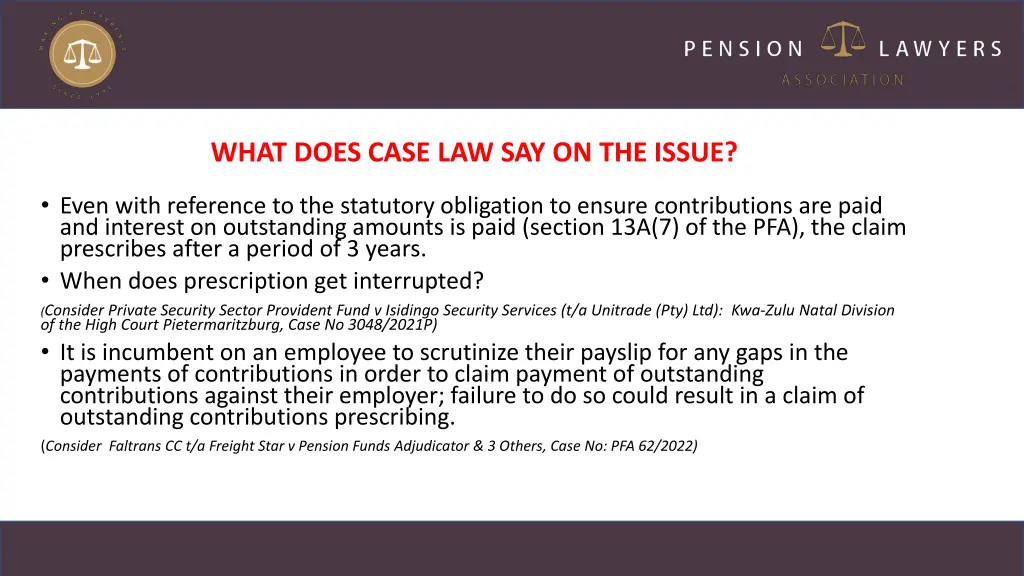 what does case law say on the issue