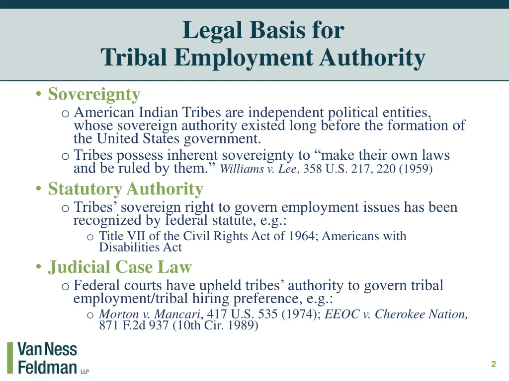 legal basis for tribal employment authority