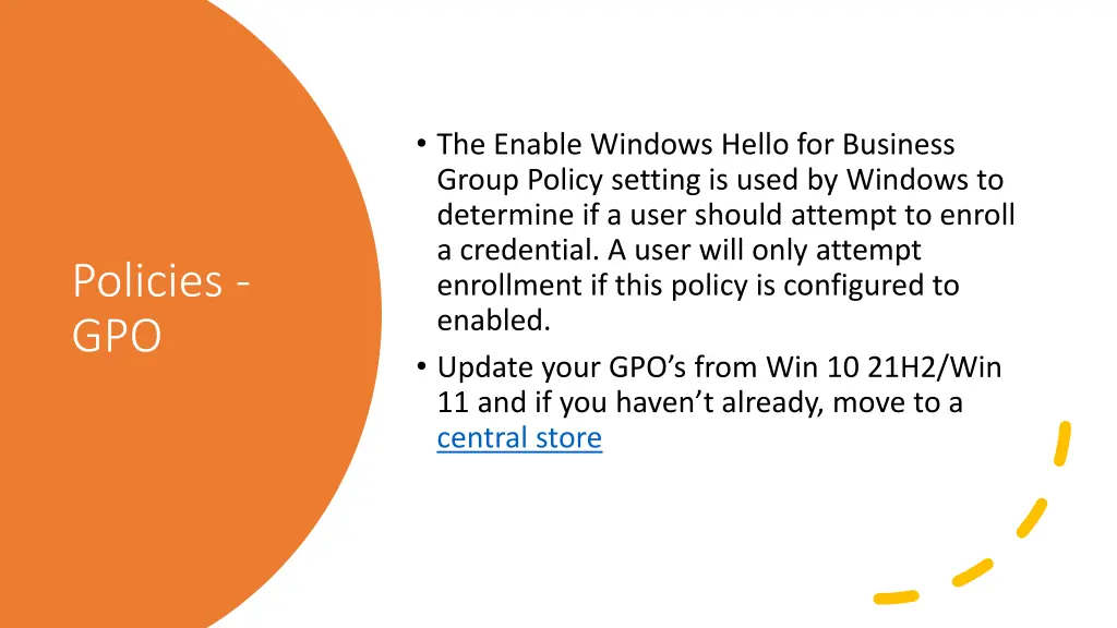 the enable windows hello for business group