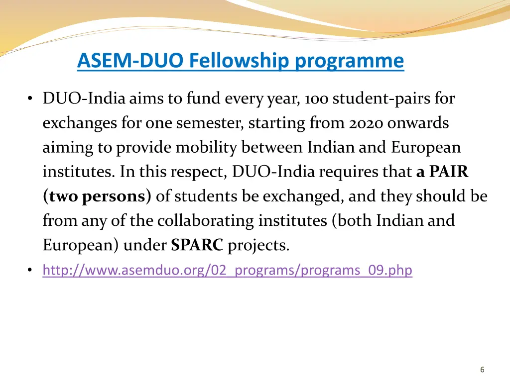 asem duo fellowship programme