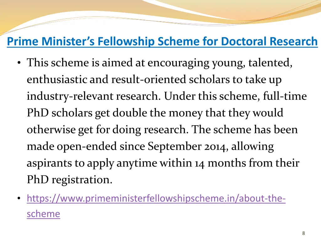 prime minister s fellowship scheme for doctoral