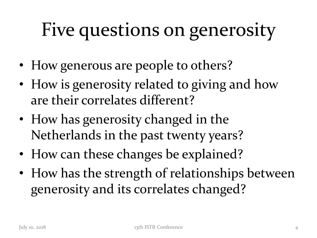 five questions on generosity