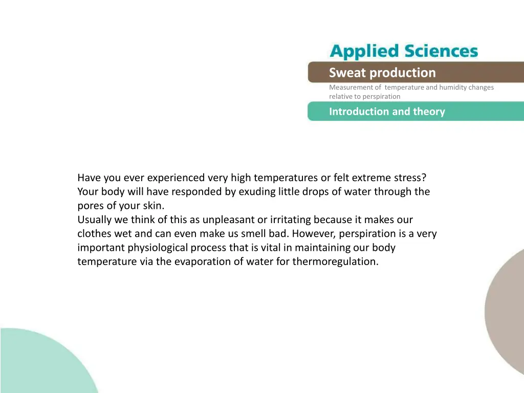 sweat production measurement of temperature 1