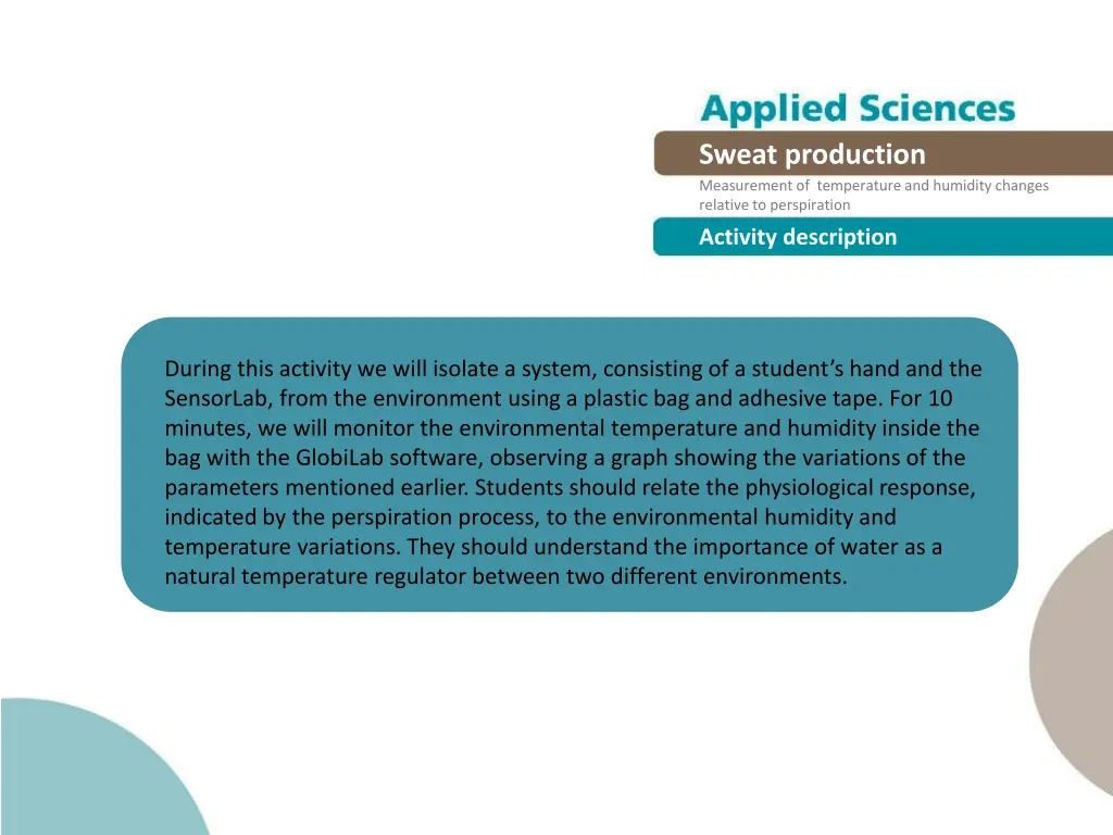 sweat production measurement of temperature 6