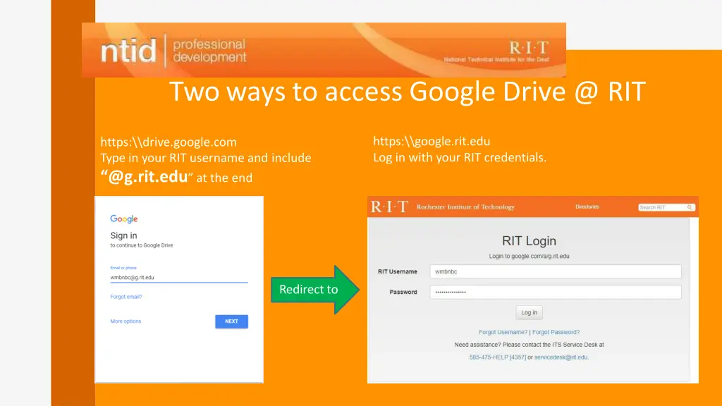 two ways to access google drive @ rit