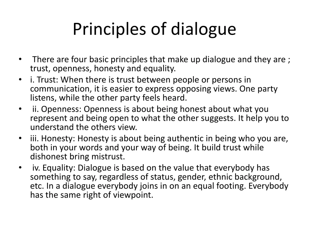 principles of dialogue