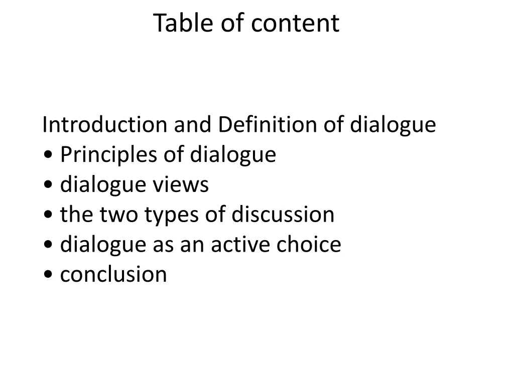 table of content