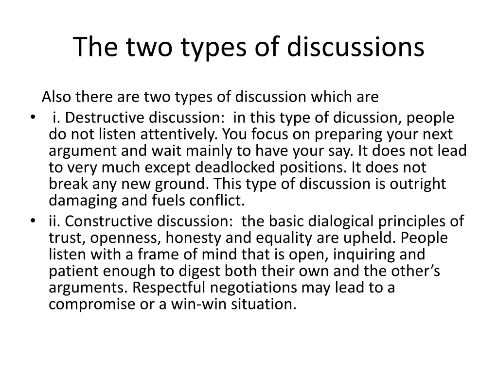 the two types of discussions