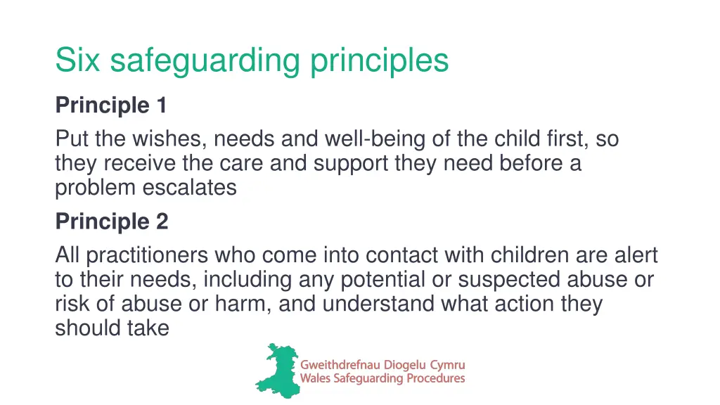 six safeguarding principles