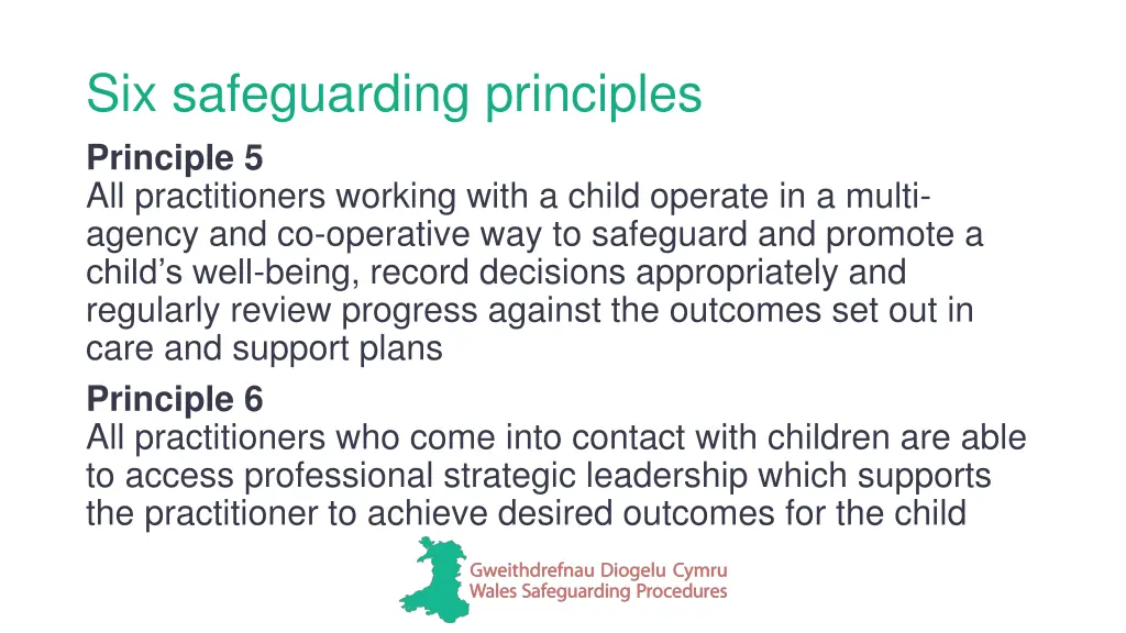 six safeguarding principles principle