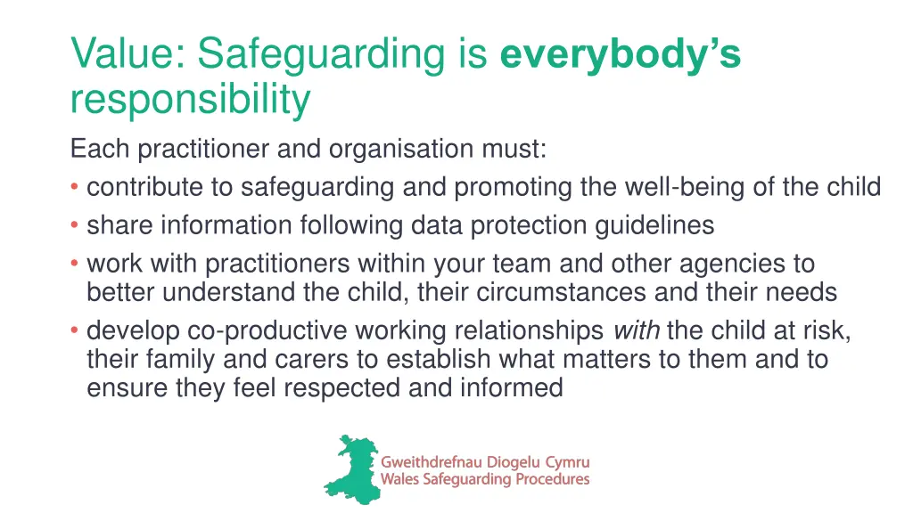 value safeguarding is everybody s responsibility