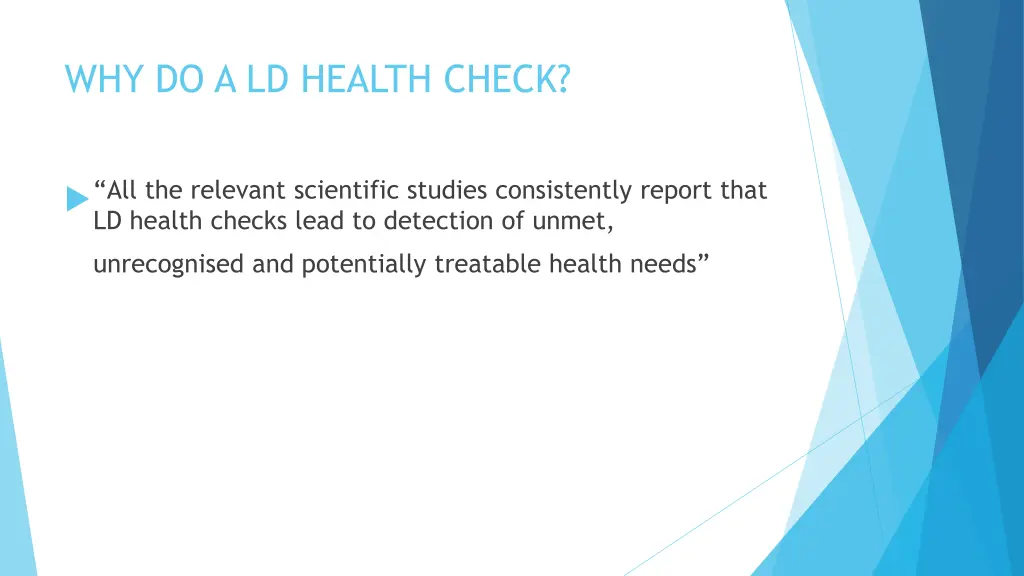 why do a ld health check