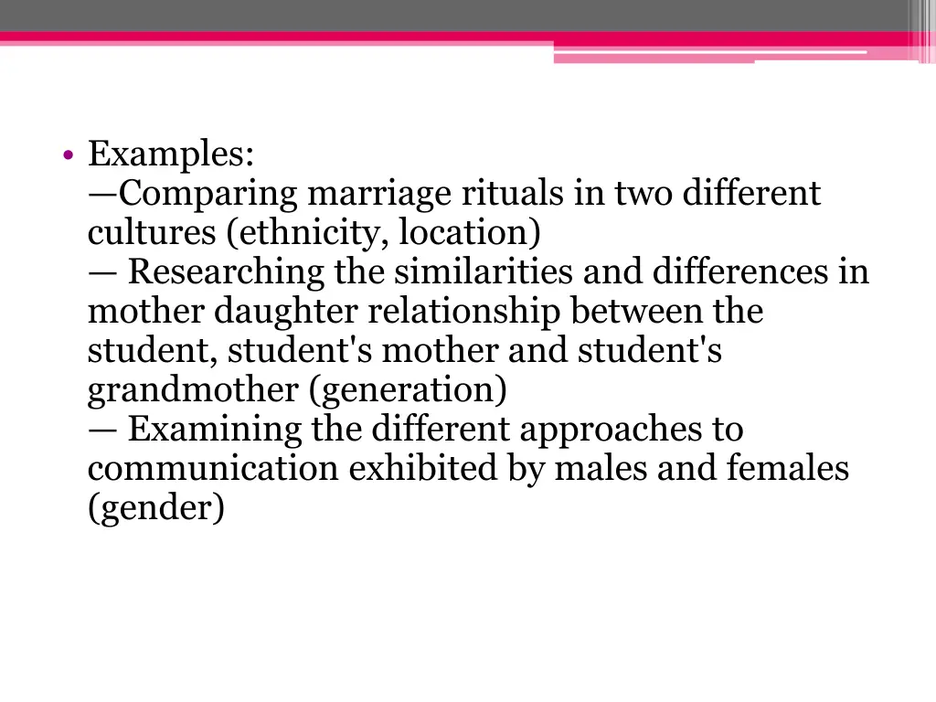 examples comparing marriage rituals